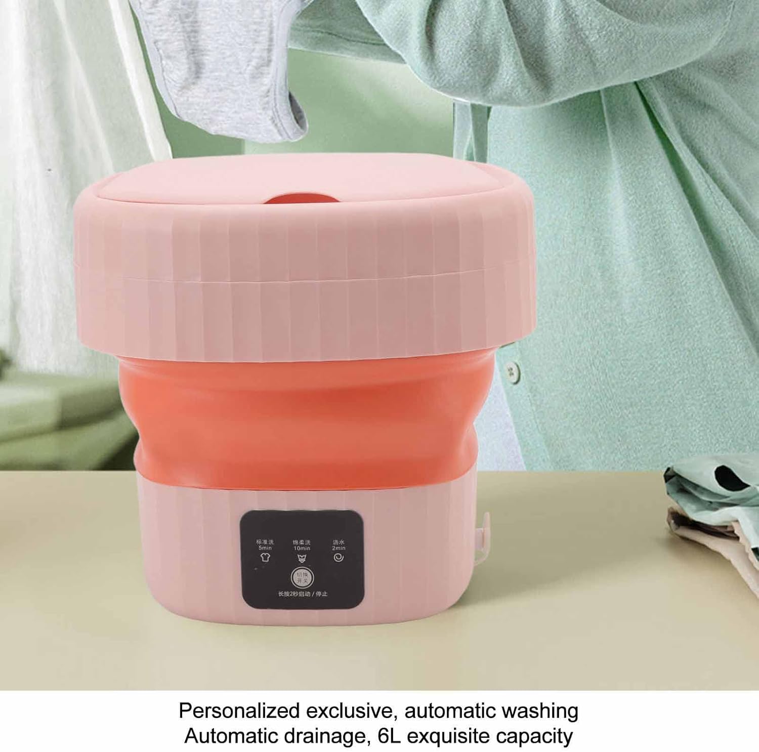 Portable Washing Machine,USB Powered Mini Turbo Washing Machine, Mini Compact Twin Tub Washing Machine Laundry Washer,Low Noise Foldable for Apartment Dorms RV Camping(US plug-pinks)