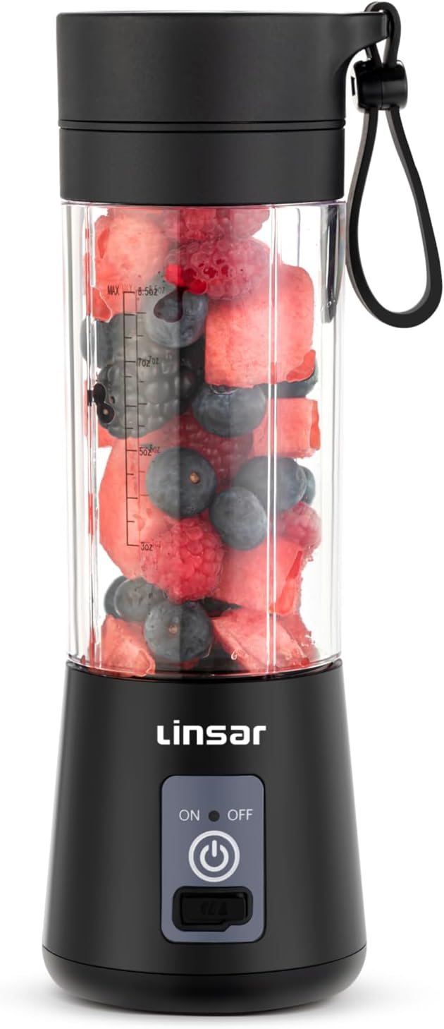 Portable Blender (Black) for Shakes and Smoothies with Durable Stainless Steel Blades for Powerful Blending Performance, USB Rechargeable for Office, Gym, Kitchen and travel