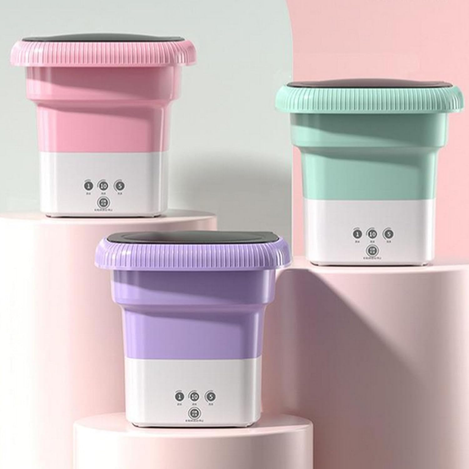 Portable Washing Machine, Mini Foldable Washer with Spin Dryer, 10L Mini Laundry Washer with 3 Modes Cleaning for Underwear Socks, Compact Small Washing Machine for Camping Travel Apartment (Green)