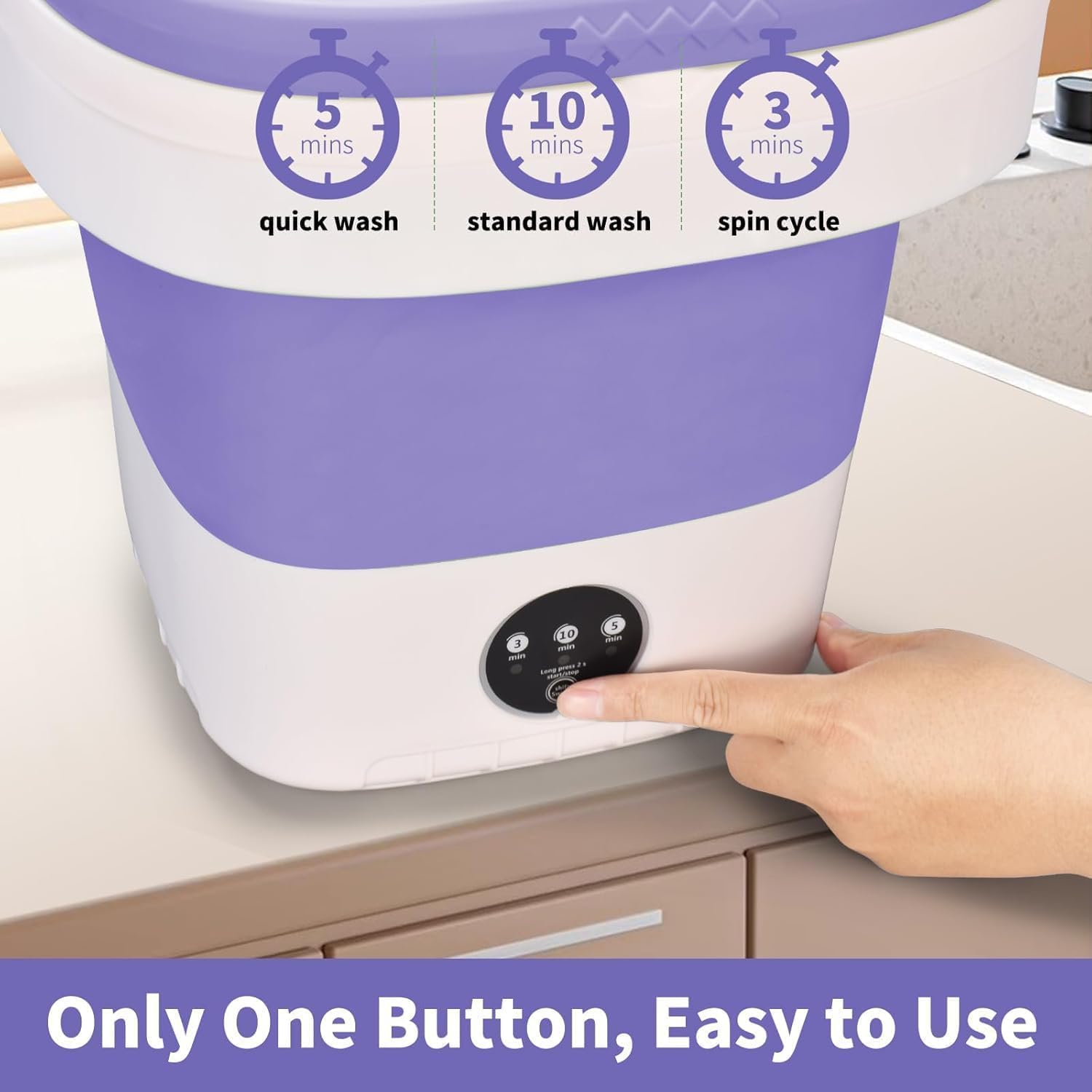 Portable Mini Washing Machine, 16L Upgraded with Spin Basket Laundry Machine, 3 Cleaning Modes Suitable for Small Clothes, Foldable Design Ideal for Hotel Campain Apartment and Home