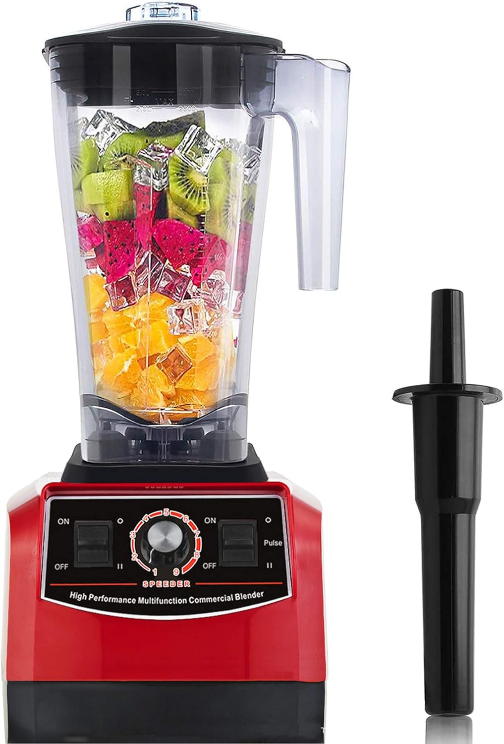 Huanyu Professional Countertop Blender 100 oz Variable Speed & Pulse Feature for Fruit Smoothie Ice Soy Milk Hot Soups Frozen Desserts Crush Mix Home Commercial 2200W G5500 (110V US Plug, Red)