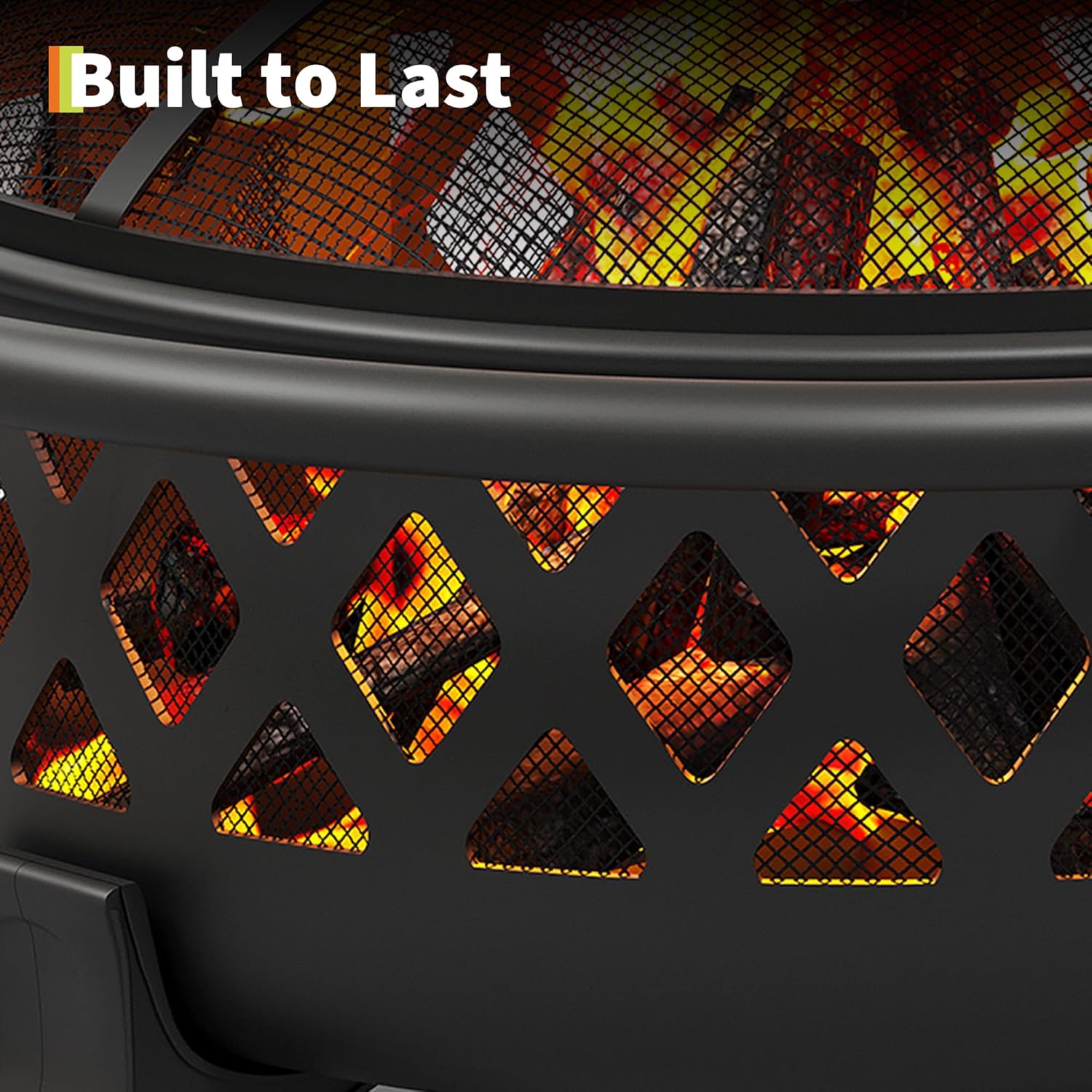 37 Inch Outdoor Fire Pit with Stoker Tool, Firepits for Outside with Spark Screen Cover, Wood Burning Fire Pit for Camping, Patio, Backyard