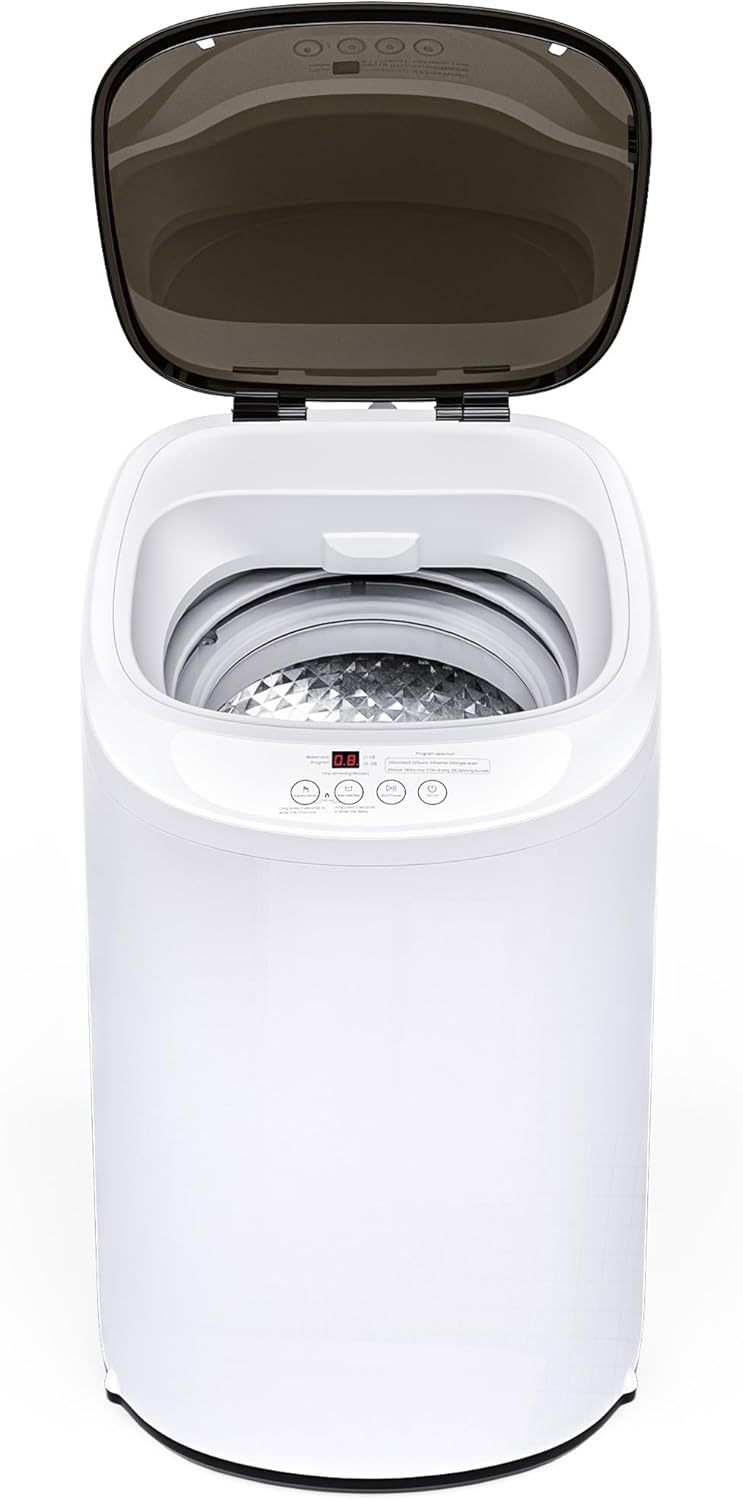 ADVWIN 1.07 Cu.ft Portable Washing Machine, 7.7lbs Compact Automatic Washer and Spin Dryer with Drain Pump, 8 Programs, LED Display for Apartment, RV, Dorm