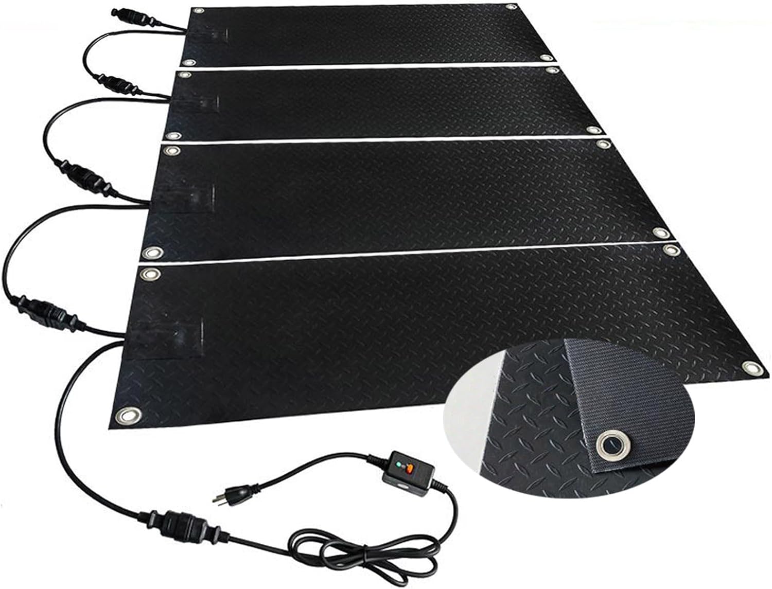 Upgraded Heated Snow Melting Mats for Stairs & Driveways, Non-Slip Rubber Winter Ice Melt Mats with 2 Inches Per Hour Melting Efficiency(Size:4 Pieces,Color:10x48inch)