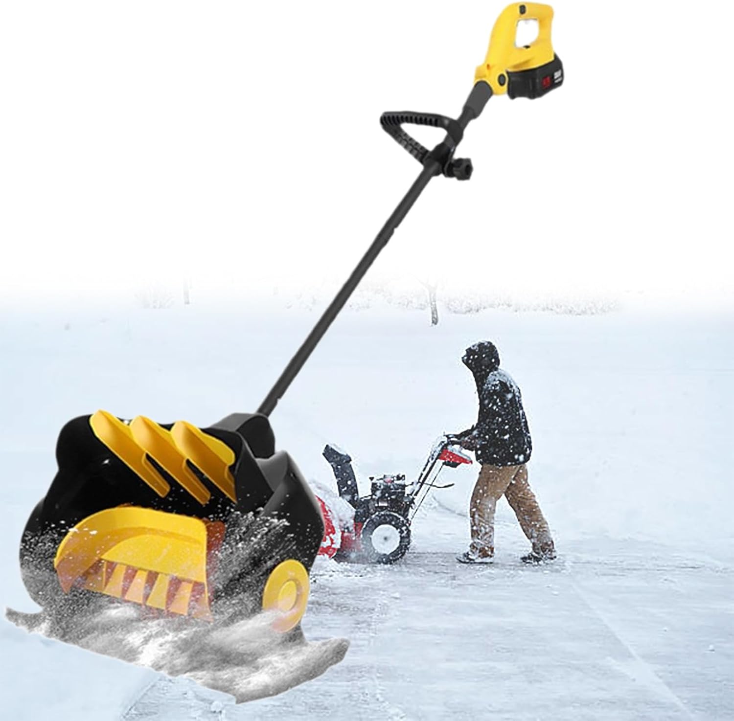 Cordless Snow Shovel, 21V | 41cm | 2-Ah Cordless Snow Blower, Battery Snow Blower with Adjustable Front Handle (2 Battery & Quick Charger Included)