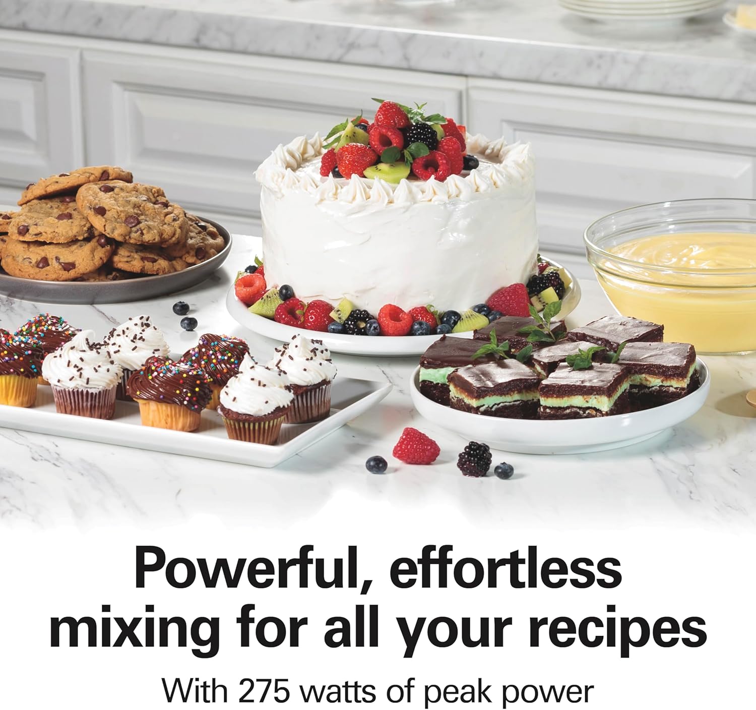 Hamilton Beach 6-Speed Electric Hand Mixer with Whisk, Dough Hooks and Easy Clean Beaters, Powerful 275 Watt Motor, Snap-On Storage Case, Blue