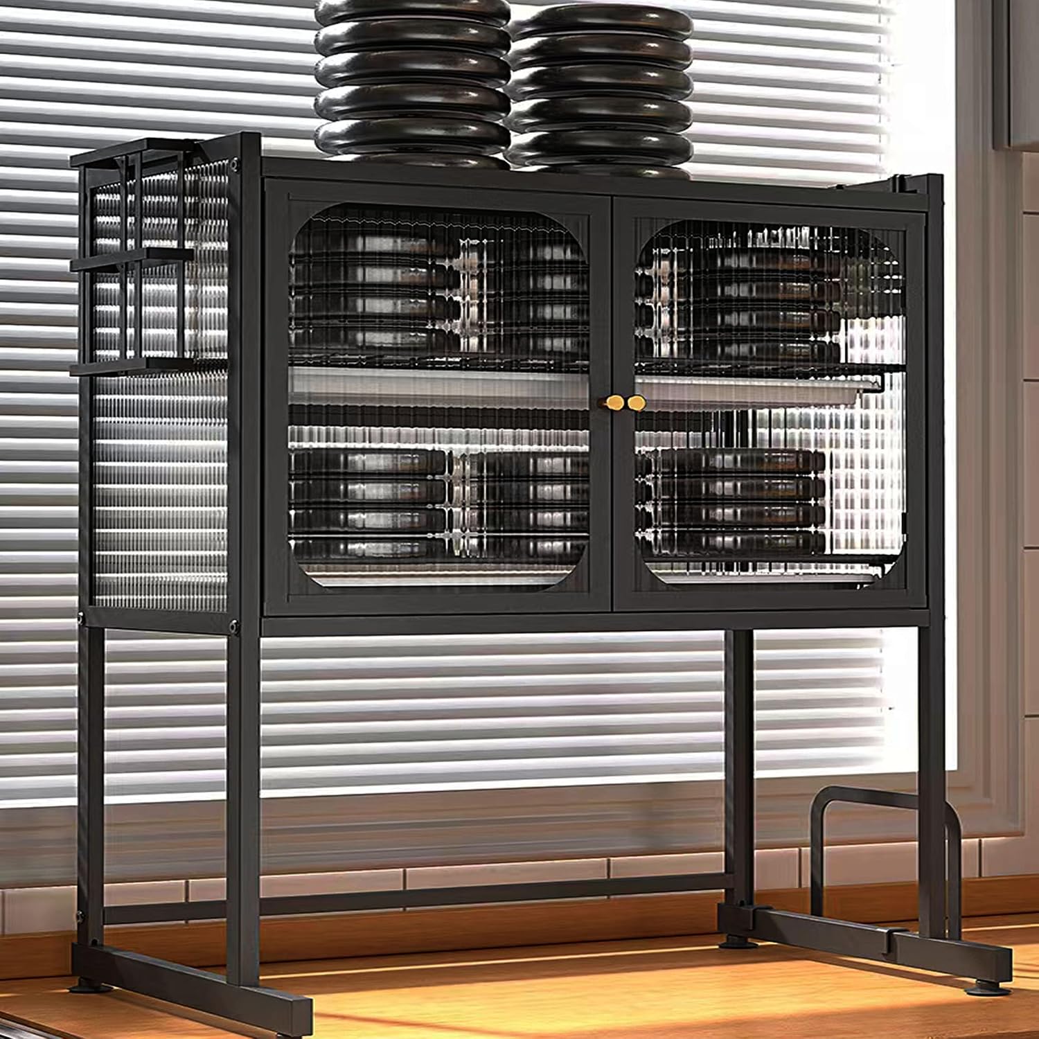 Kitchen Countertop Microwave Oven Rack, Microwave Stand，Microwave Shelf with Storage Cabinet,Suitable for Multifunctional Tableware Storage in Kitchens and Restaurants (Black)