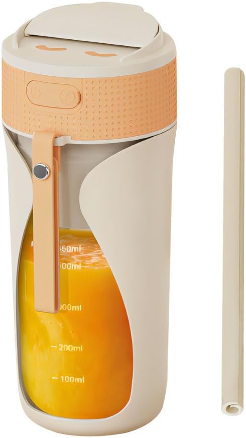 Mini Blender, Portable Fruit Blenders with Straw & Lid, Rechargeable Travel Juice Cup for Smoothies, Shakes, Vegetable