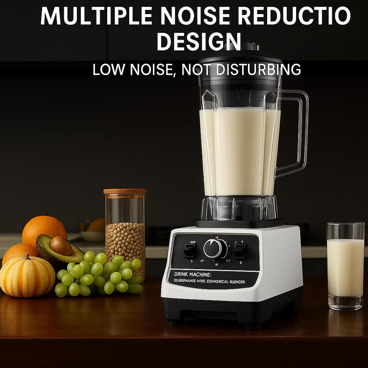 Professional Blender, 1600W Commercial Smoothie Maker for Kitchen, 2L Countertop Blender for Crushing Ice, Frozen Fruit, Soup, Juice, Milkshakes, Adjustable Speed