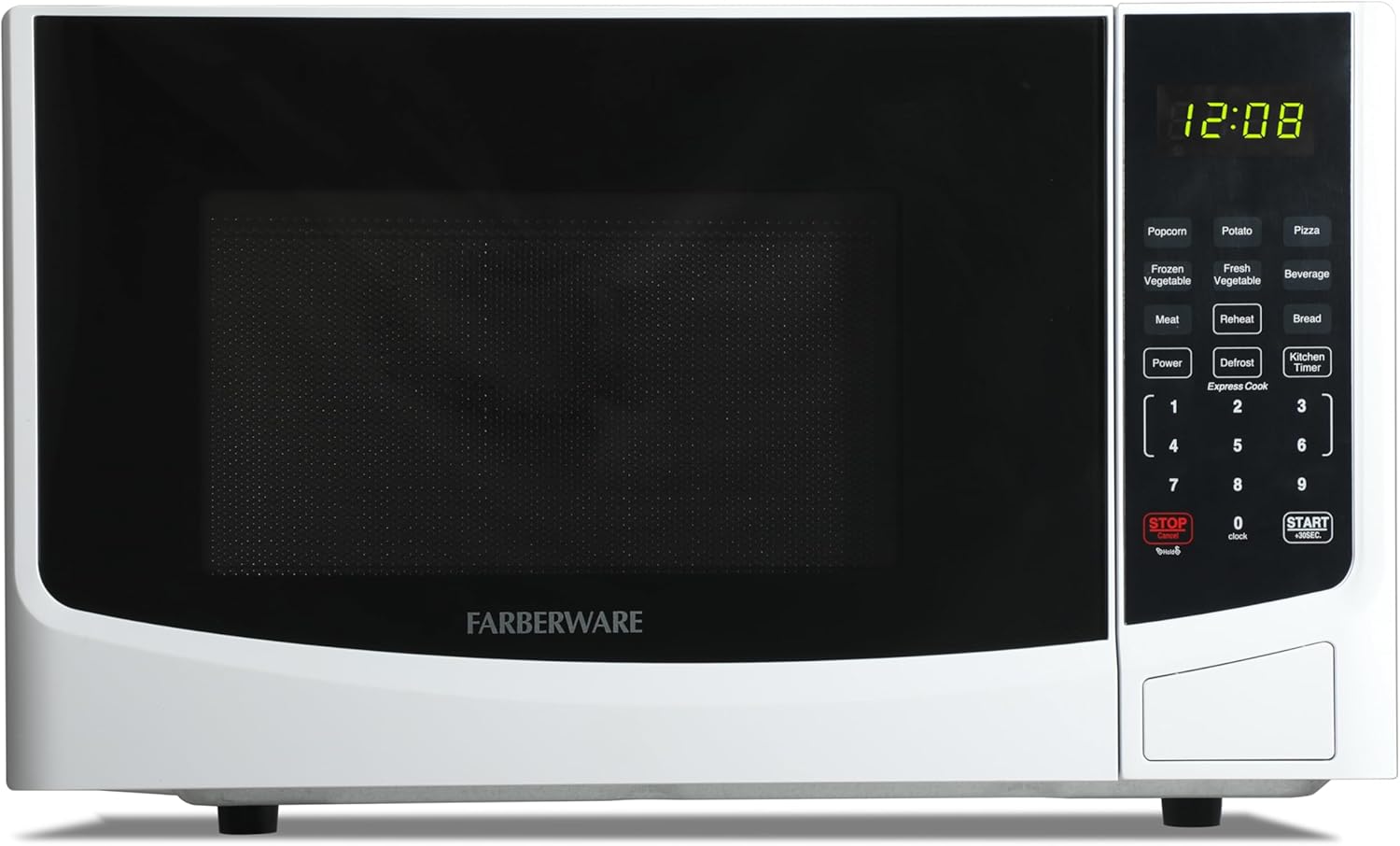 Farberware 0.9 Cu. Ft. Countertop Microwave Oven – 900W Power, Auto Cook Settings, Defrost, and Safety Lock – White