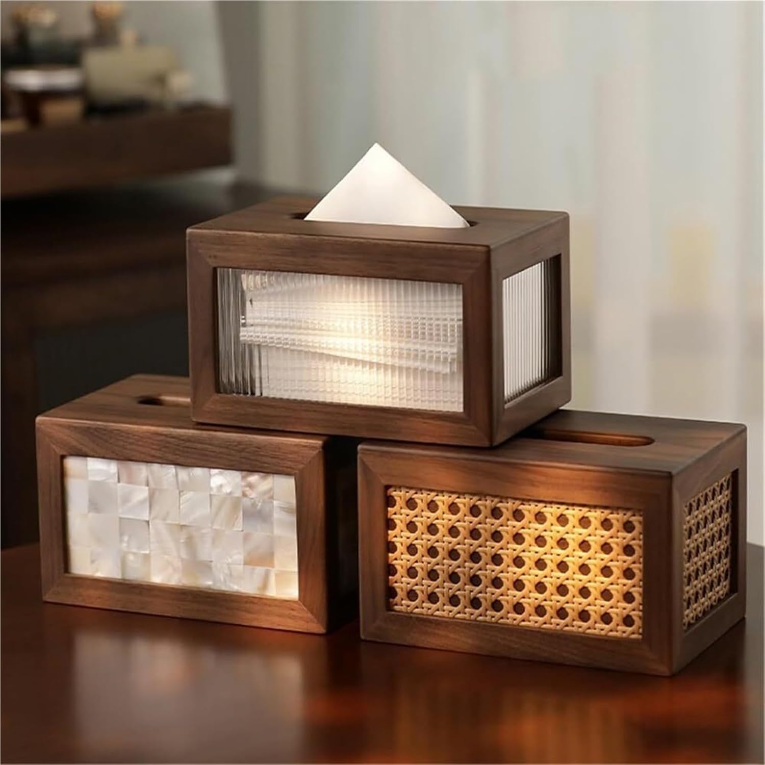 Tissue Vessel Tissue Holder Retro Household Office Rectangular Paper Box Cover Case Napkin Guest Room Must Haves(Natural)