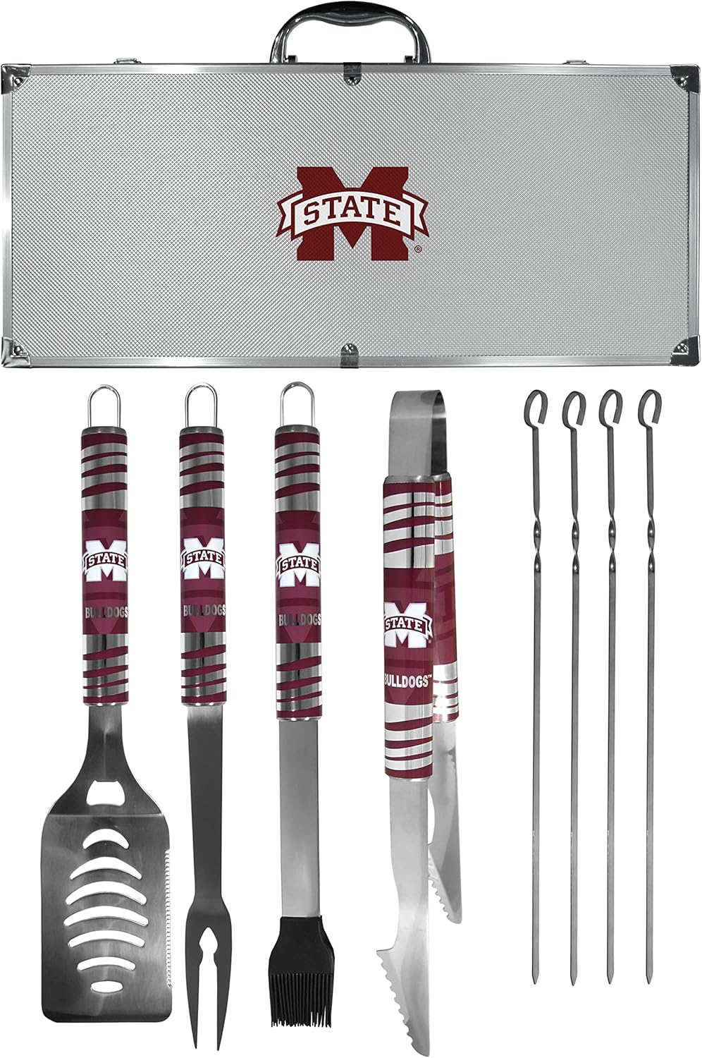 NCAA Siskiyou Sports Fan Shop Mississippi State Bulldogs Steel Tailgater BBQ Set w/Case 8 piece Gray