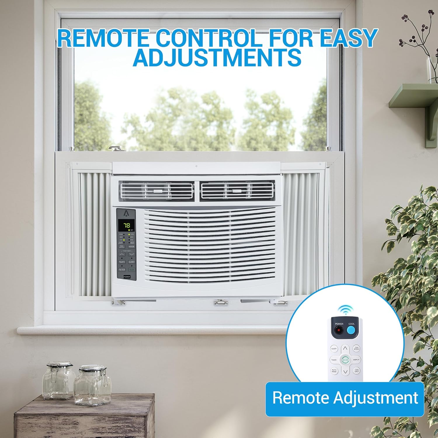 6,000 Btu Window Air Conditioner, Cools Up to 250 Sq. Ft with Cooling, Dehumidifier, 3 Fan Speed, Window-Mounted Room Ac Window Unit with Remote, Easy Install Kit for Home