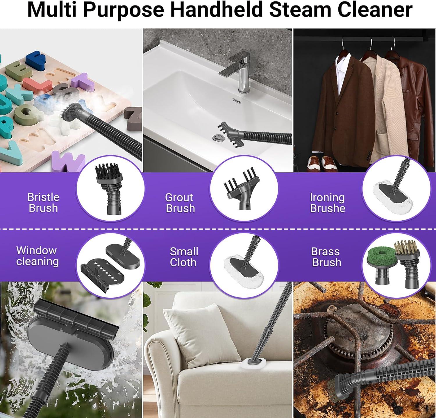 Heavy Duty Power Steamer 3-in-1 Steam Mop and Handheld Steam Cleaner for Home, Garage, Workshop, Hardwood, Tile, Walls, Grout, Windows, Furniture, Deck, with Wall Mount and Cord Storage