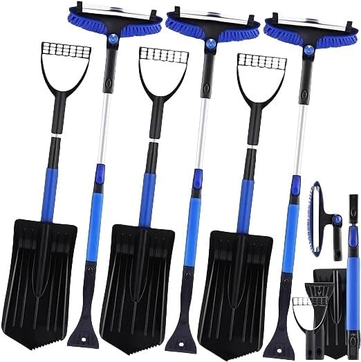 3 Pack Snow Removal Sets, 5 in 1 Snow Shovel for Car Ice Scrapers and Snow Brush