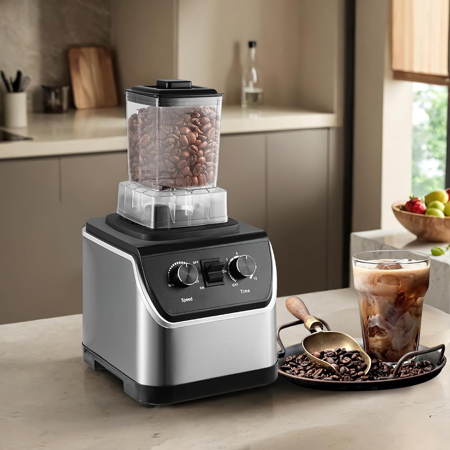 Professional High-Power Blender with 2L Capacity, Pure Copper Motor, Speed and Timer Controls,Black, 19.88x8.27x7.09 Inch