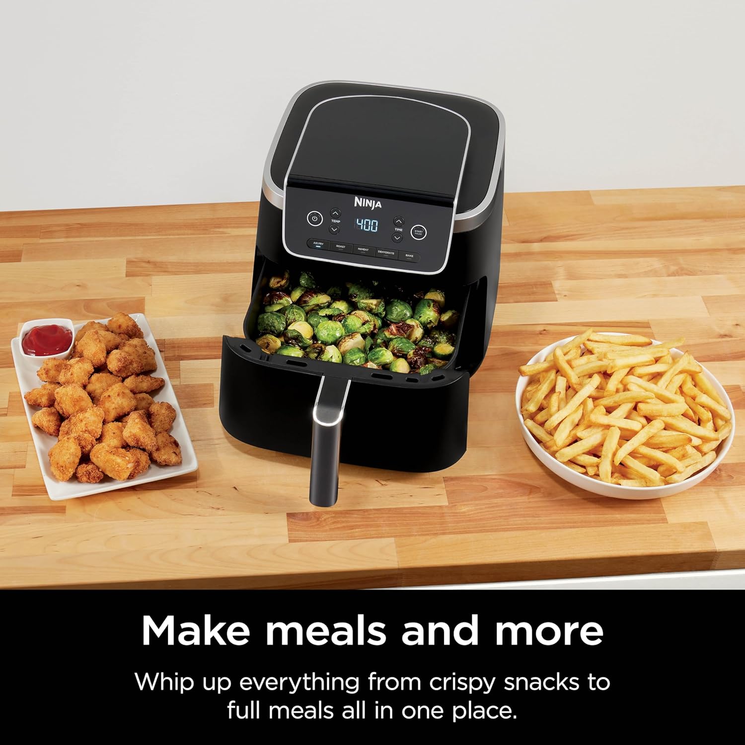 Ninja | Air Fryer | 5 QT Capacity | 5-in-1 Air Fry, Bake, Roast, Reheat, & Dehydrate | Air Crisp Technology | Nonstick Basket & Crisper Plate | Grey | AF142