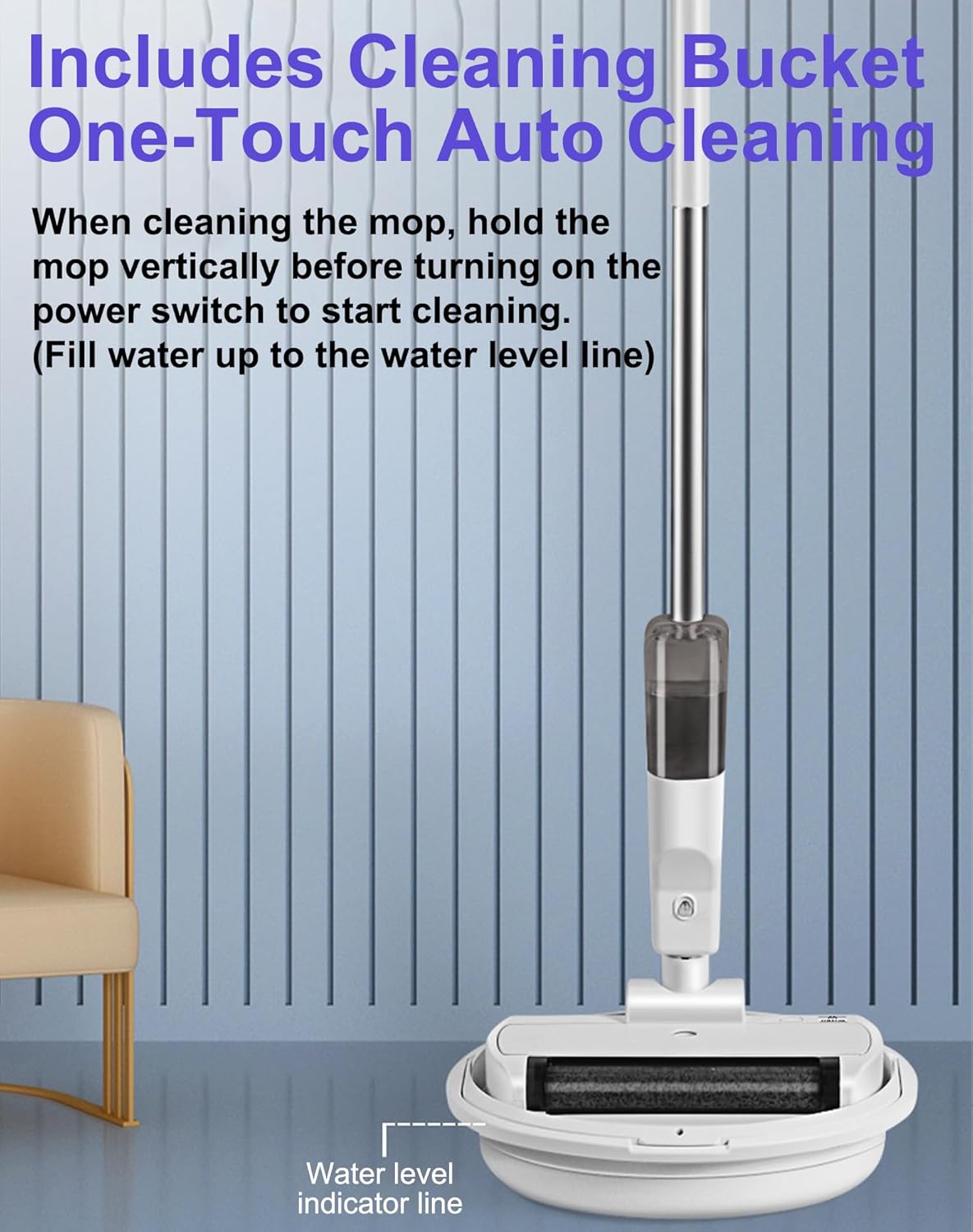 Wet and Dry Vacuum Cleaner, 3-in-1 Wireless Smart Vacuum Cleaner With Spray Function,Self-cleaning Mop Vacuum,Lightweight Cordless Floor Cleaner for Hard Floors Pet Hair Food Scraps (Gray + Bucket)