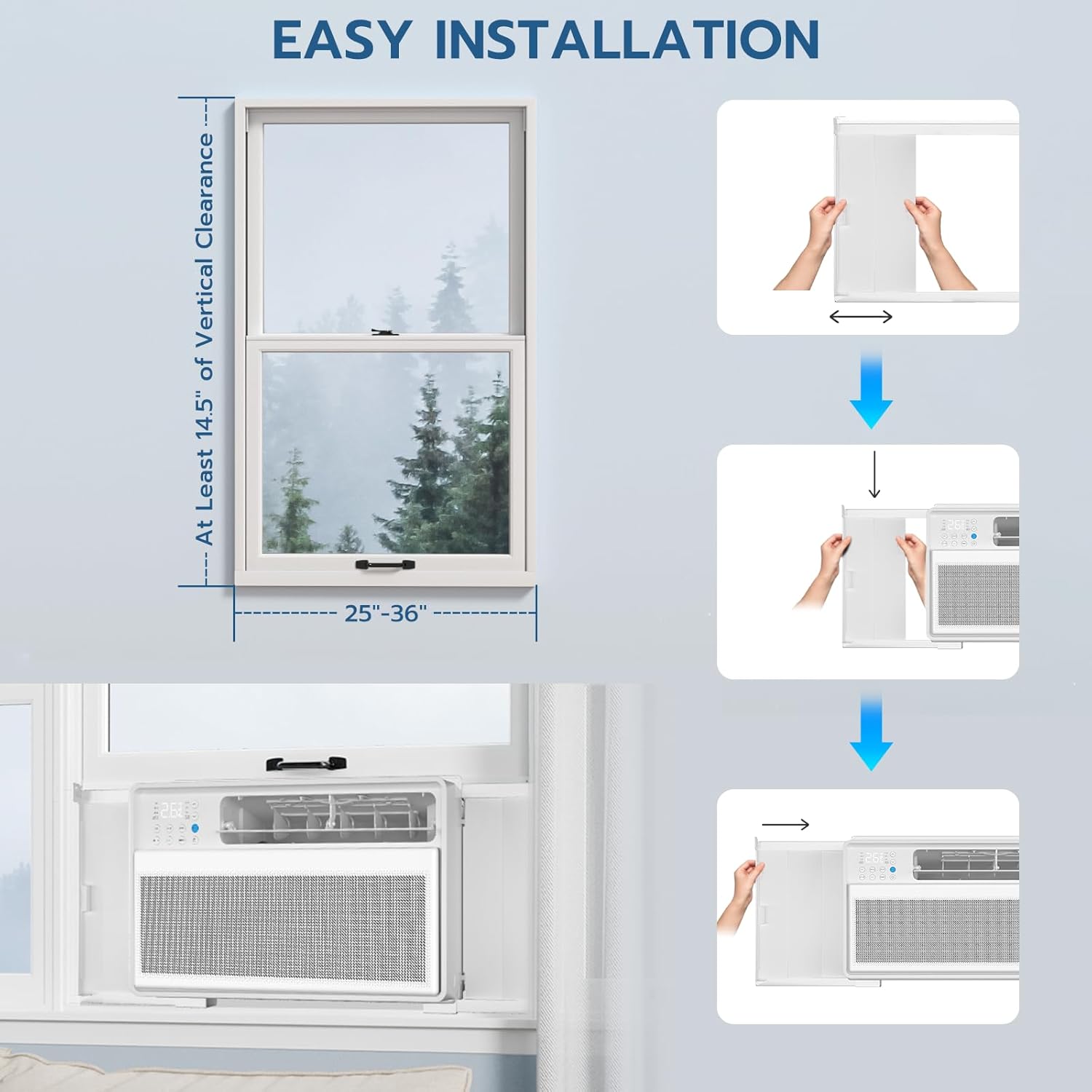 ZAFRO Window Air Conditioners 12000BTU, Cools 350 Sq. Ft,4 Cooling Mode & Fan Speeds,Ultra-Quiet Remote,White