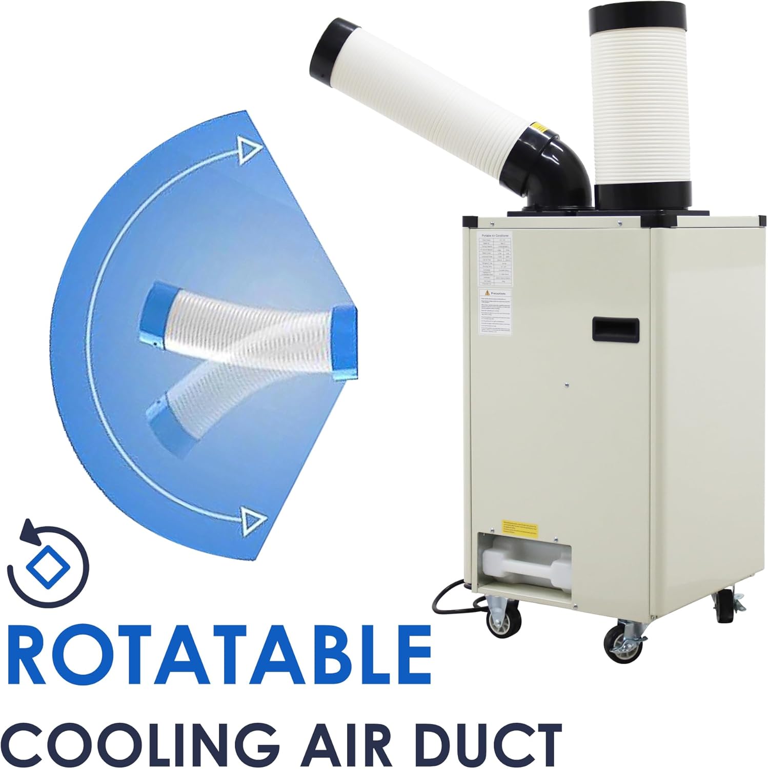 Portable Air Conditioner 9180 BTU Industrial Spot Cooler Air Conditioner 350-450m³/h Mobile Outdoor Indoor Cooling Aircon Louver Type 110V 1000W