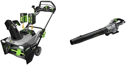 EGO POWER+ 56V Lithium-ion 21-Inch Peak Power Snow Blower Kit with 615 CFM Variable-Speed Cordless Leaf Blower 2x5.0Ah Batteries and Charger Included