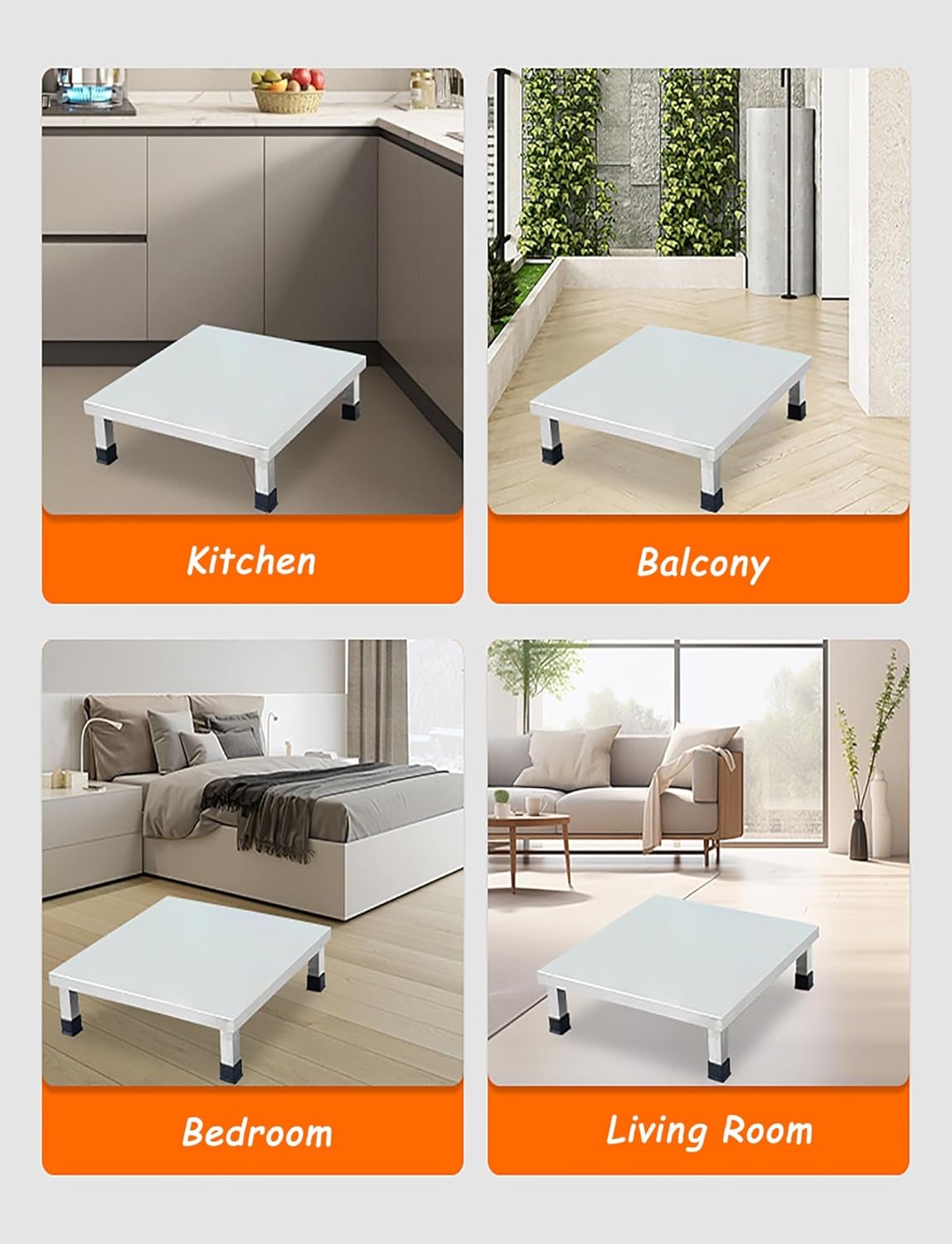 Stainless Steel Fridge Stand, Laundry Pedestal Washing Machine Tray Mat, Raised Shelf Base for Various Furniture and Household Appliances, No Assembly(60x60x20cm/23.6x23.6x7.8in)