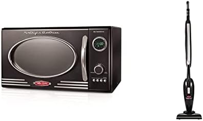 Nostalgia Retro Countertop Microwave Oven, 0.9 Cu. Ft. 800-Watts Cu.Ft, Black & BISSELL FeatherWeightâ Featherweight Stick Lightweight Bagless Vacuum with Crevice Tool, 2033M, Black