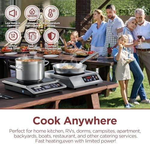 ChangBERT Portable Induction Cooktop Enhanced Version, One-Click Max Power 1800W Large Heating Coil Burner, Precise Temperature Control, NSF Certified, Low Noise Hot Plate for Home & Commercial