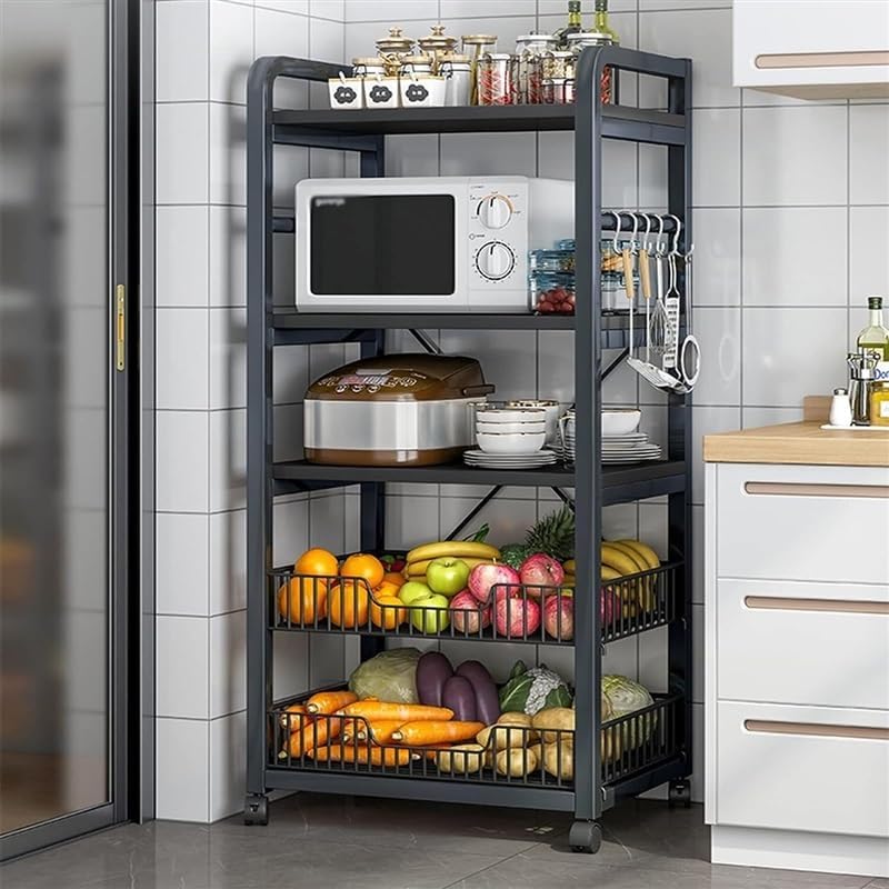 Microwave Stand Microwave Shelf Kitchen Storage Kitchen Baker Rack Utility Storage Shelf Microwave Stand Industrial Microwave Oven Stand for Spices Microwave Stand Kitchen Shelf (Black 5)