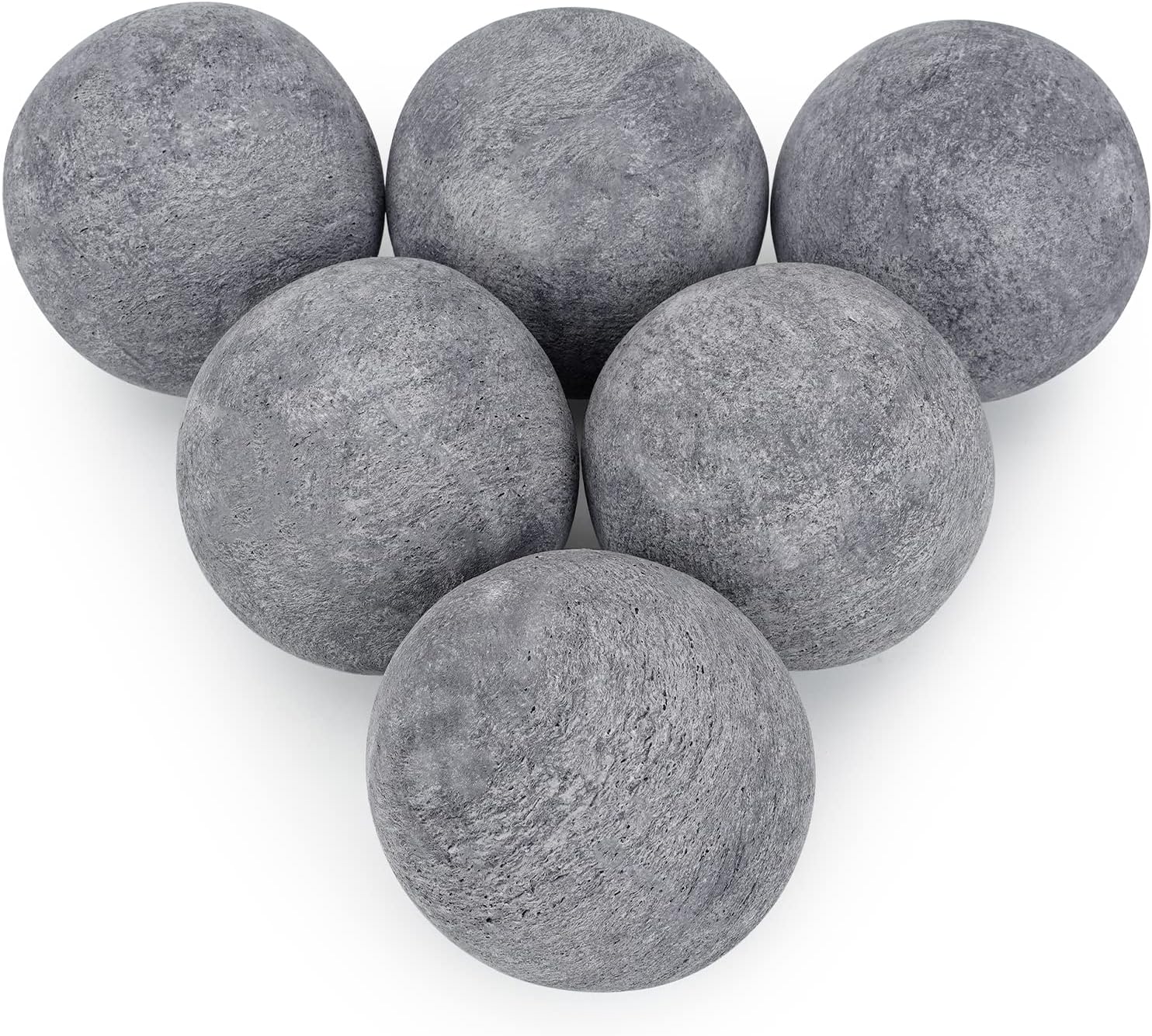 Stanbroil Ceramic Balls - 5” Round Fire Stones for Fire Pit Fire Bowl and Fireplace - Set of 6, Gray