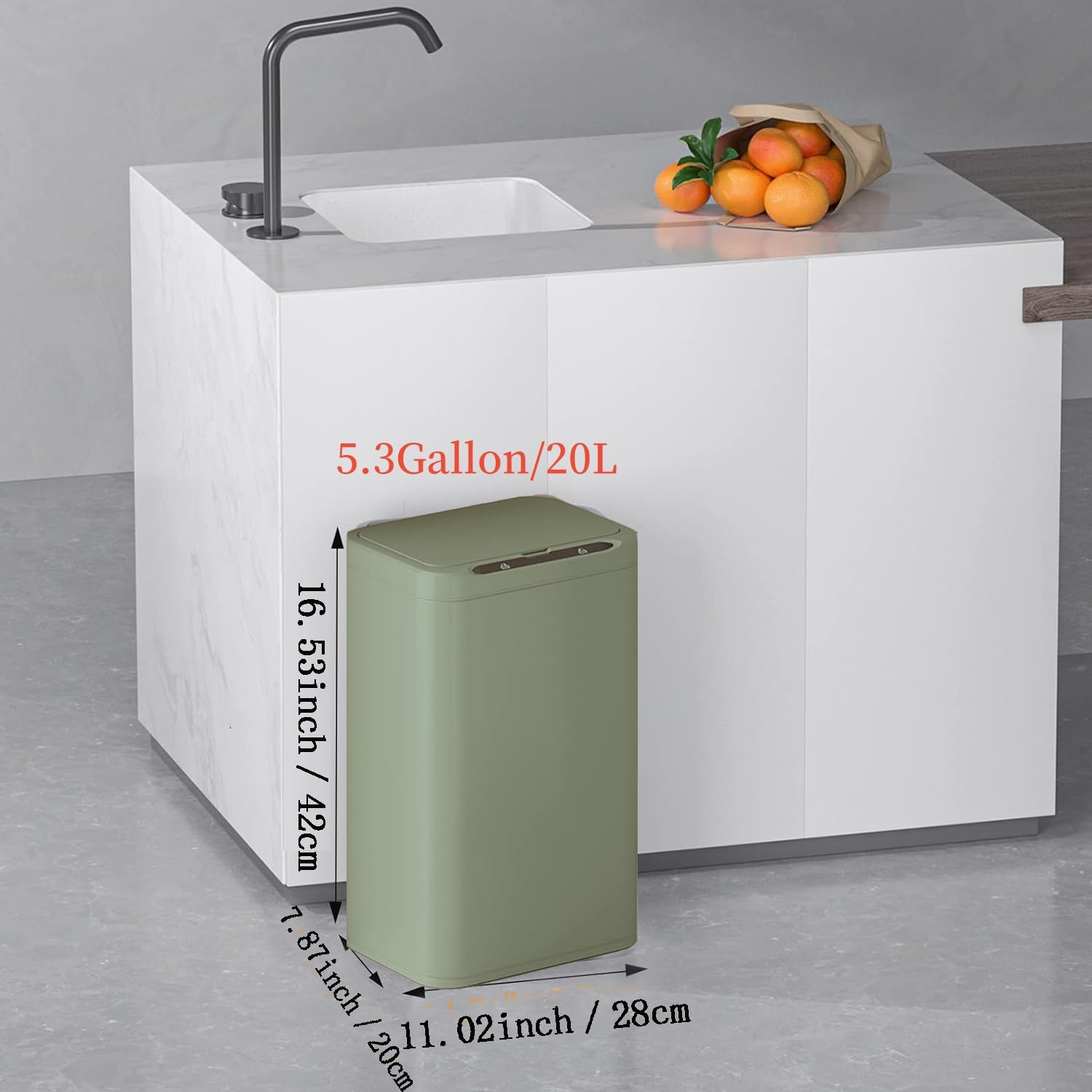 Handheld Vacuum Cleaner, 18500PA Car Vacuum Portable Cordless, 280W High Power Hand Held Vacuum for Car, Home, Pet, Office (Wireless Vacuum Cleaner + 5.28 Gallon Induction Trash Can Green)