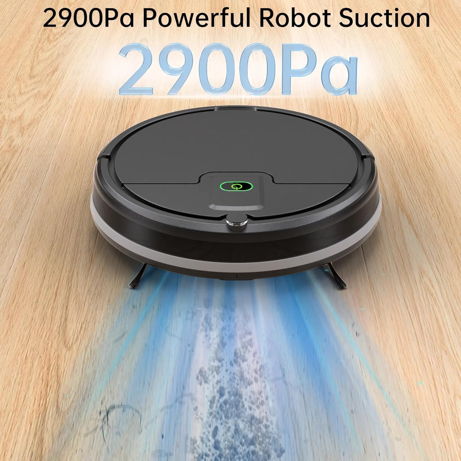 Robot Vacuum Cleaner,2900Pa Powerful Suction Robot Vacuums with Self-Charging,150Mins,Tangle-Free Robotic Vacuums Cleaner, Low Noise, Ideal for Hard Floor, Low-Pile Carpets & Pet Hair (Black)