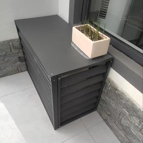 Air Conditioner Covers Flower Rack For Outside Units, Aluminum Detachable Outer Frame Protective Cover, Louvered Plant Shelf Balcony Garden Rust Proof AC Cove(Coffee,100*70*50cm)