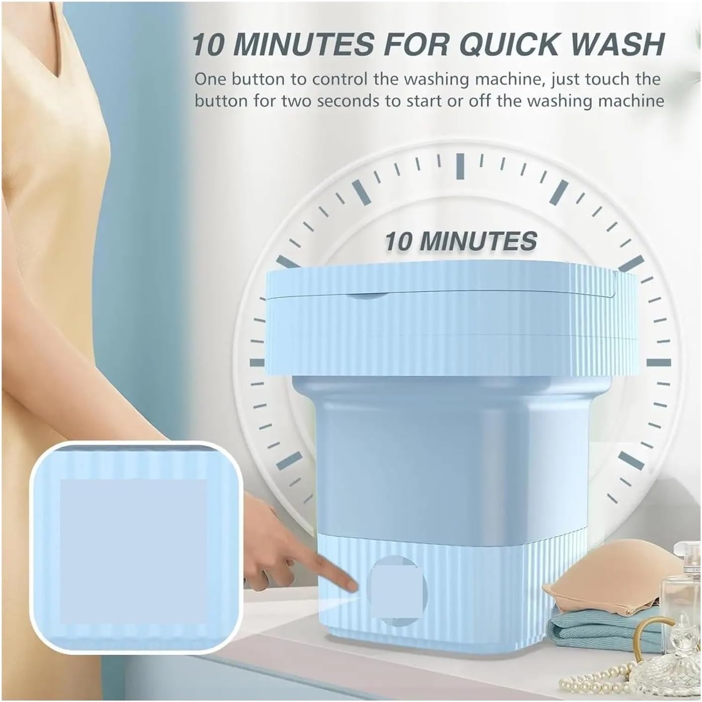 Portable Washing Machine, 8L Mini Washing Machine Foldable Mini Washer, Deep Cleaning,for Travel,Camping, RV & Dorms