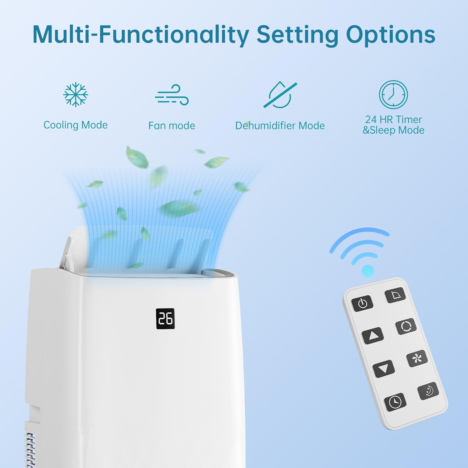 Garvee 12000 BTU Portable Air Conditioners with Dehumidifier and Fan Mode, Portable AC with 24H Timer & Remote Control, AC Unit for Home, Office, School, White