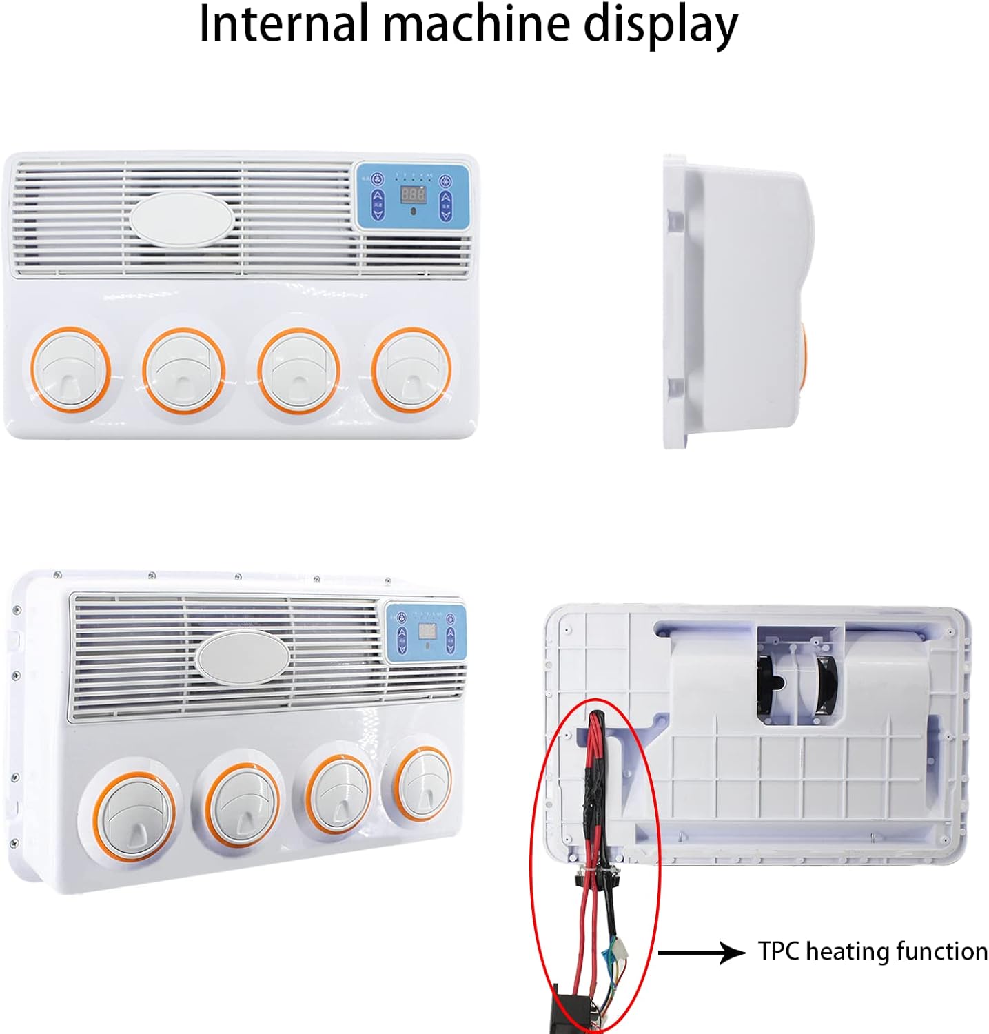 Universal 12V electric conditioner, dual use cold and hot/TPC electric heating function 12 volt dc air conditioner, for trucks, camping vehicles, excavators, vans, rv ac unit (12V)