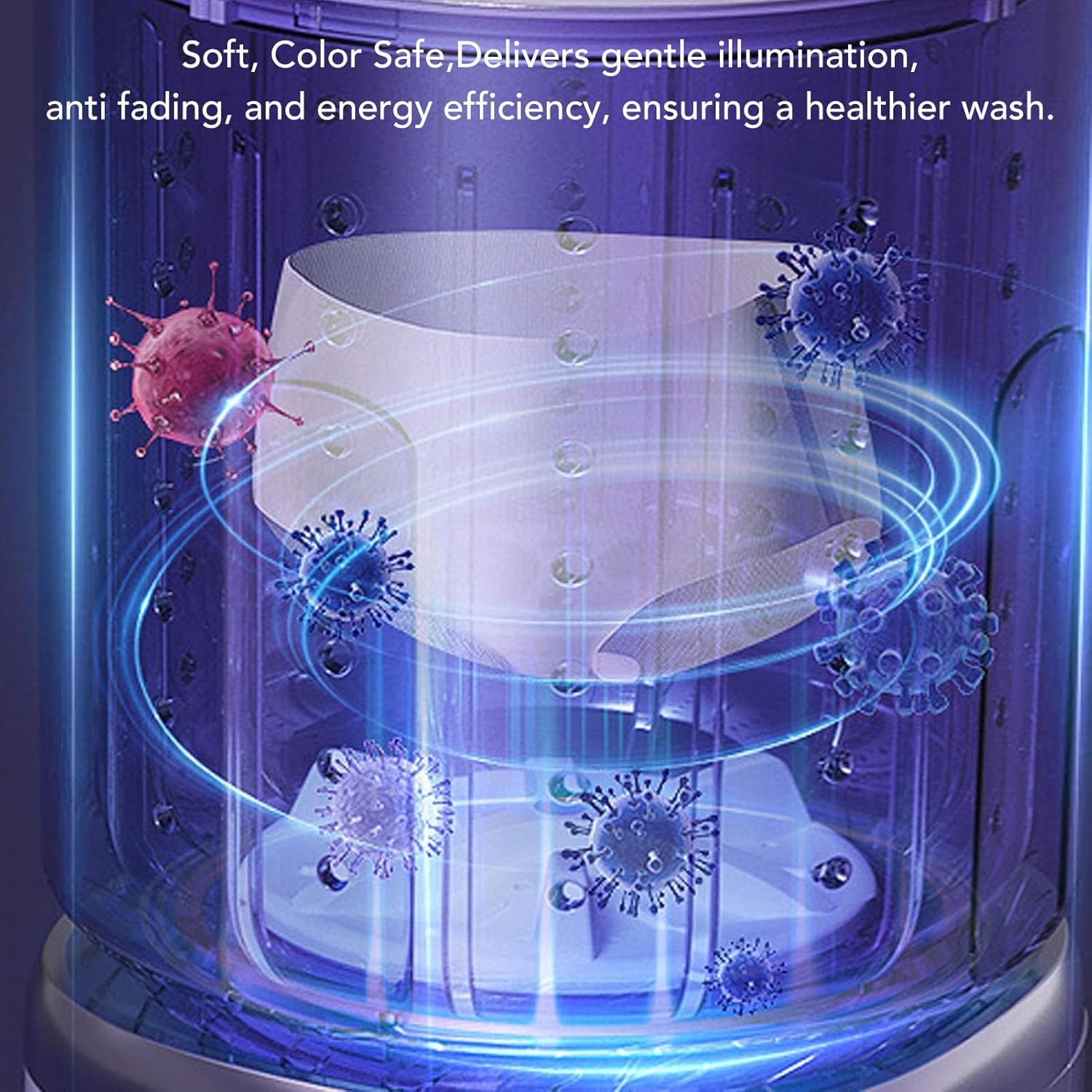 Fockety Portable washing machine, 2L rechargeable cordless mini washer with spinning and red blue light options, for travel apartment dorm bras underwear baby clothes (Beige)