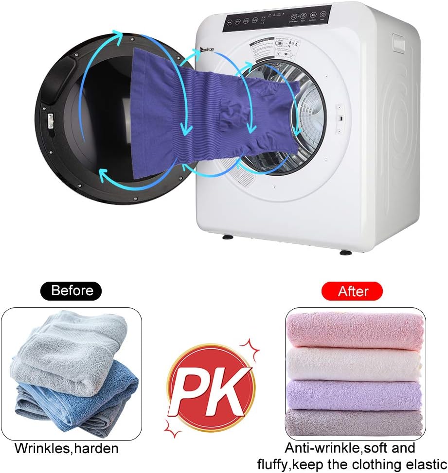 120V Portable Clothes Dryer, High End Laundry Front Load Tumble Dryer Machine with Stainless Steel Tub & Simple Control Knob for Apartment, Dorm-1300W, White