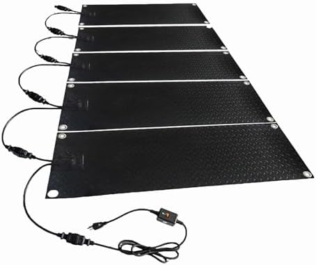 Heated Snow Melting Mats - Slip-Proof Rubber Mat with 4.92 ft Power Cord for Stairs, Walkways, Driveways, and Doorways, 10 * 15in-5 Piece
