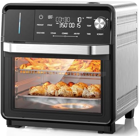 Nuwave Combi Steam Oven, Non-Toxic Stainless Steel Multi-Cooker with Air Fry, Steam, Sous Vide, Toast & More, 50-450°F Precision, 120 Presets, Moisture Control, Programmable, Easy to Clean