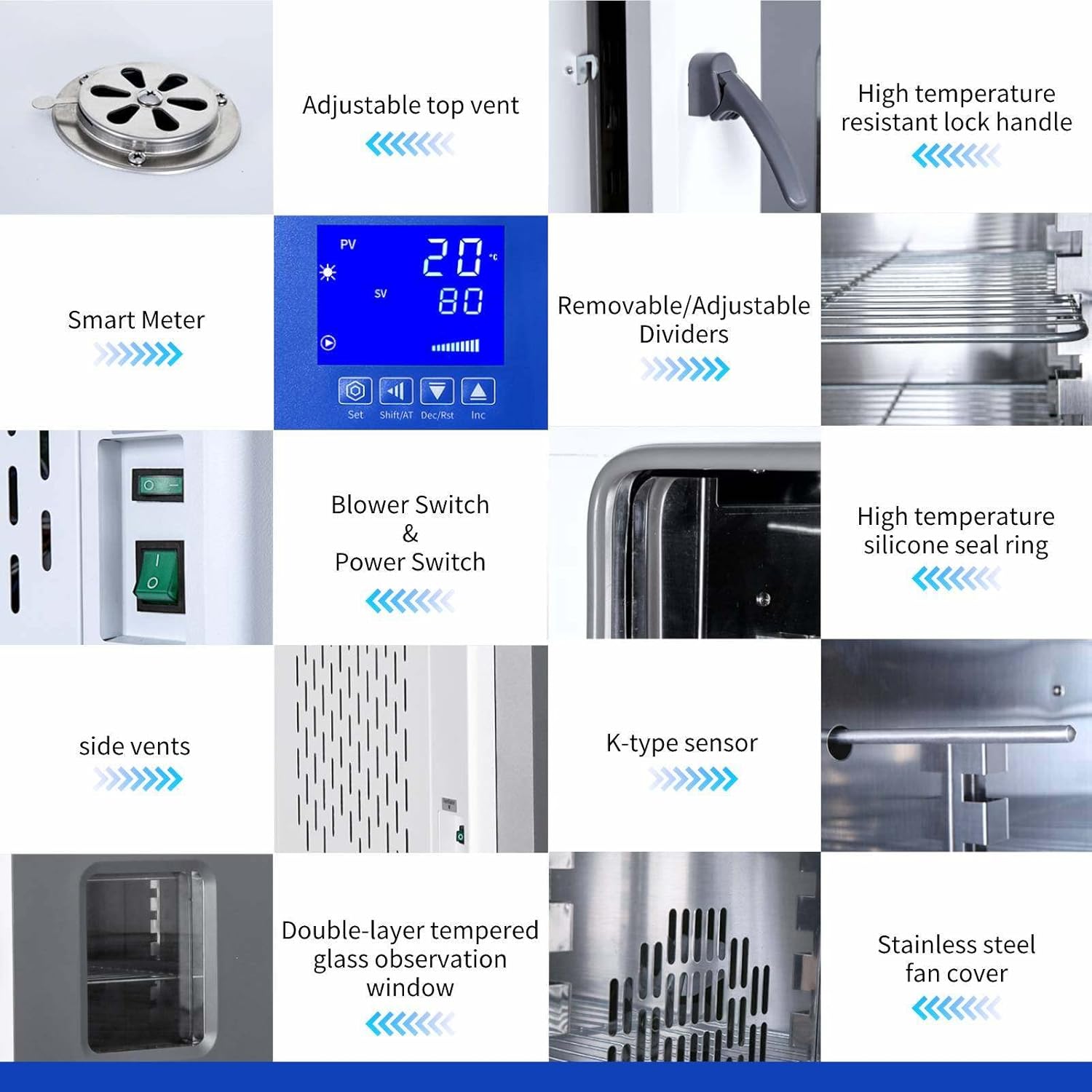 600w Forced Air Convection Drying Oven With Intelligent Digital Display PID Temperature Controller,Lab Gravity Convection Blast Oven Used In Scientific&Manufacturing Industries,Stainlesssteel