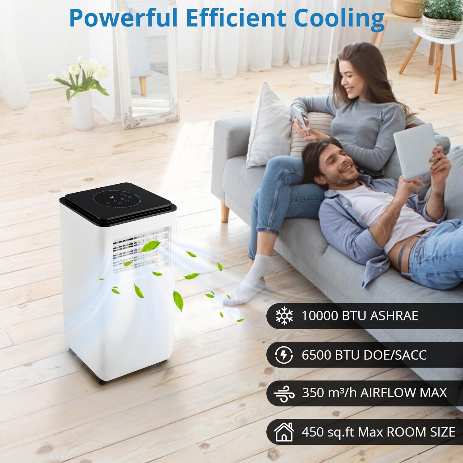 Portable Air Conditioners, 10000 BTU Portable AC, Cools up to 450 Sq. Ft 3-in-1 Mobile AC for Room with Dehumidifier Fan Sleep Mode, 24H Timer, Remote Control, and Window Installation Kit Included