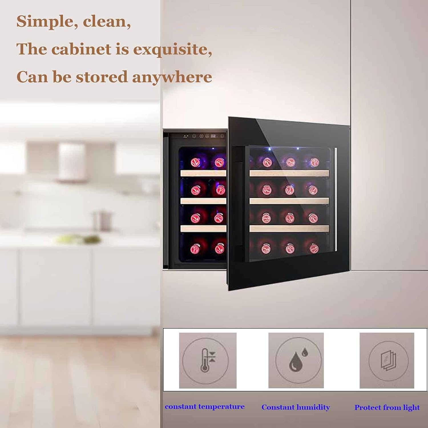 Beverage Refrigerator and Cooler Mini Glass Door Fridges Soda Beer Or Wine Small Drink Dispenser Machine with Touch Control LED Light for Home Office Or Bar (Capacity: 24 Bottles) (Obsidian Black)