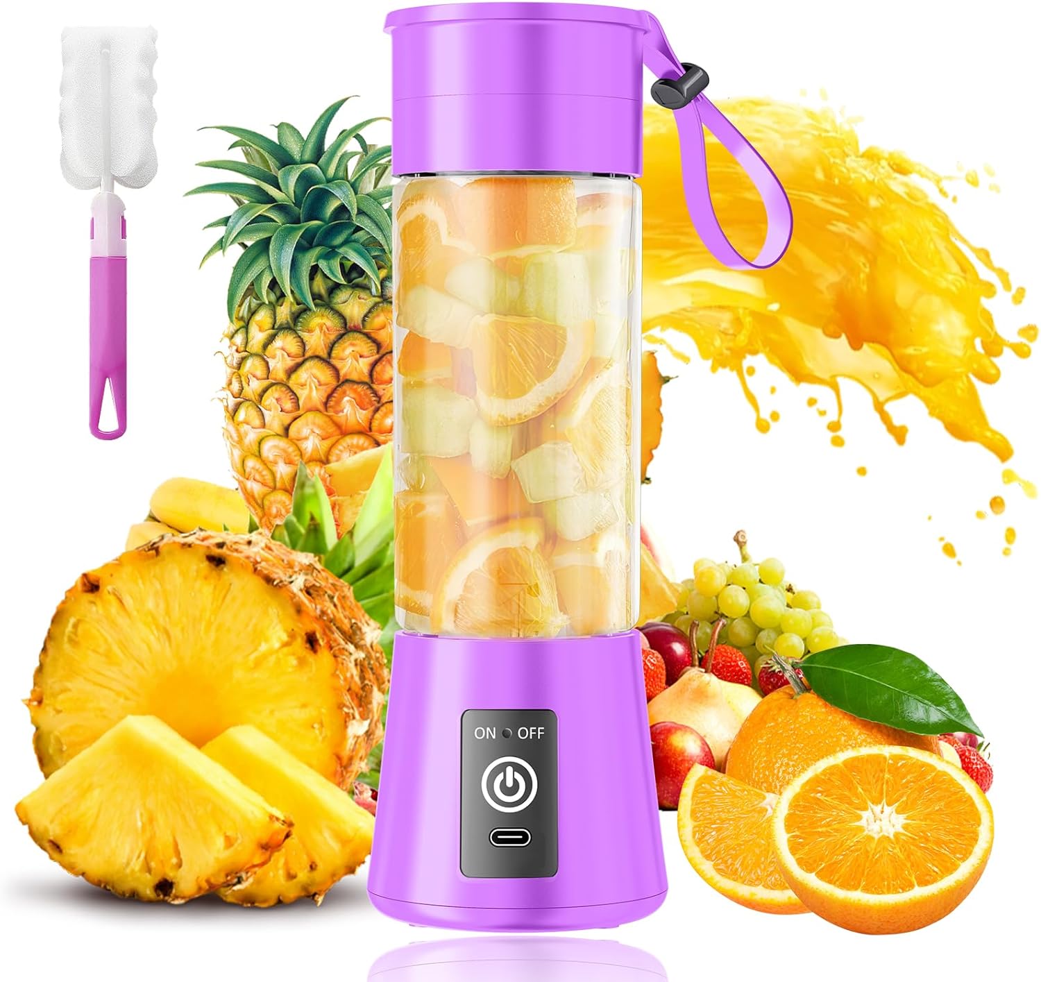Portable Personal Size Mini Blender - 2025 Upgraded Cordless Blender for Smoothies & Shakes, Type-C Rechargeable, 380Ml Traveling BAP Free Juicer Cup for Sports/Travel/Home, 20000Rpm/Min Speed