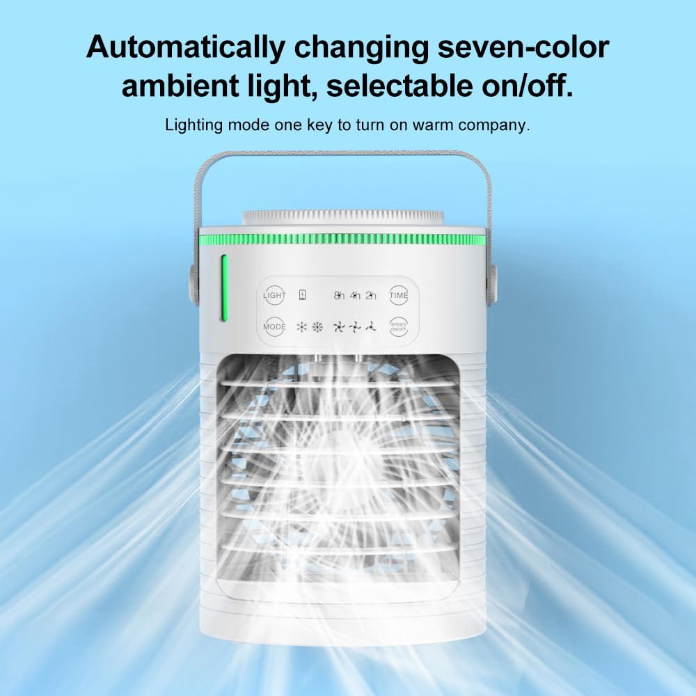 ele ELEOPTION Portable Air Conditioners with 3 Speeds Mini Ac Unit for Bedroom Air Cooler for Room Car Ac for Outdoor Camping Small Desktop Cooling Fan