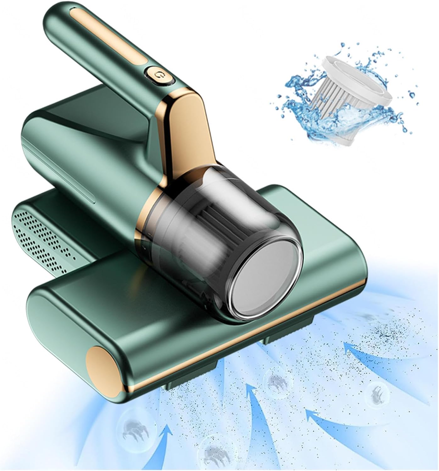 Bed Vacuum Cordless, 3-in-1 Wireless Mattress Vacuum Cordless High-Frequency Vibration, Uv Lighting Mattress Vacuum Cordless Effectively Clean Up Bed, Pillows, Carpets, Etc,Green