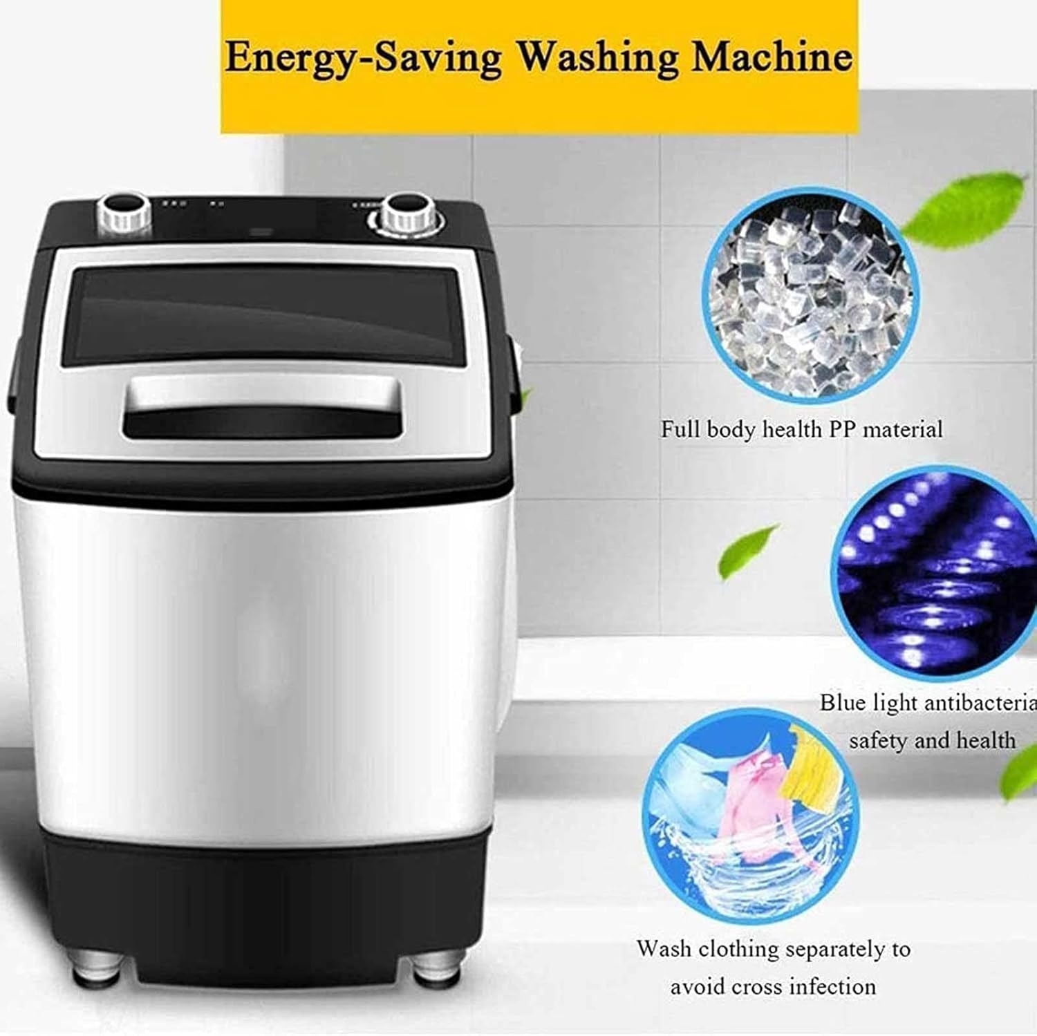 Portable Washing Machine semi-Automatic Household Small Dormitory Laundry Machine 7 Kg Large Capacity Silent and Energy Saving Suitable for Dormitory Apartment Rv (Violet)