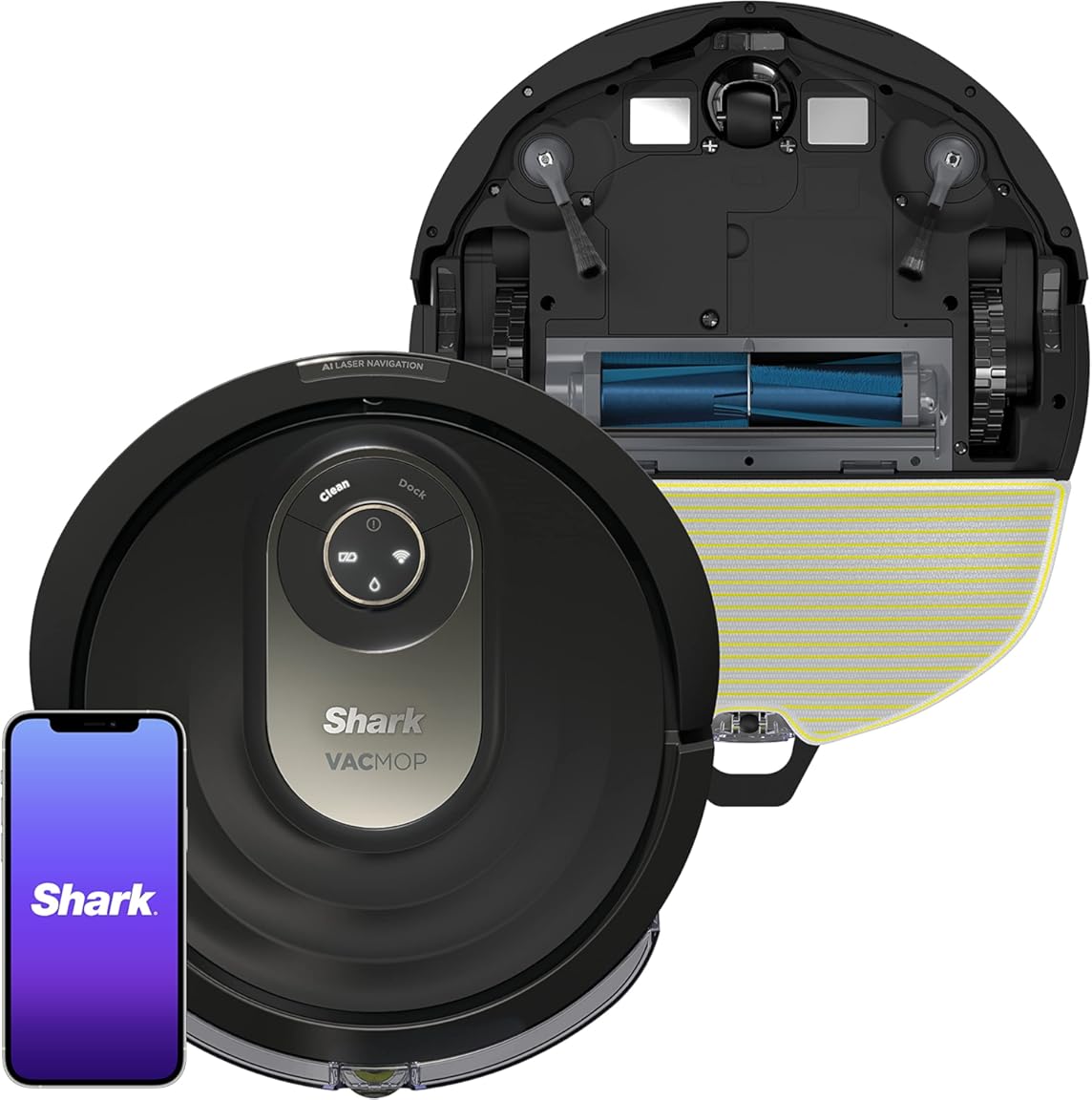 Shark AI Robot Vacuum & Mop, with Home Mapping, Perfect for Pets, Wifi, Works with Alexa, Black/Gold (AV2001WD)