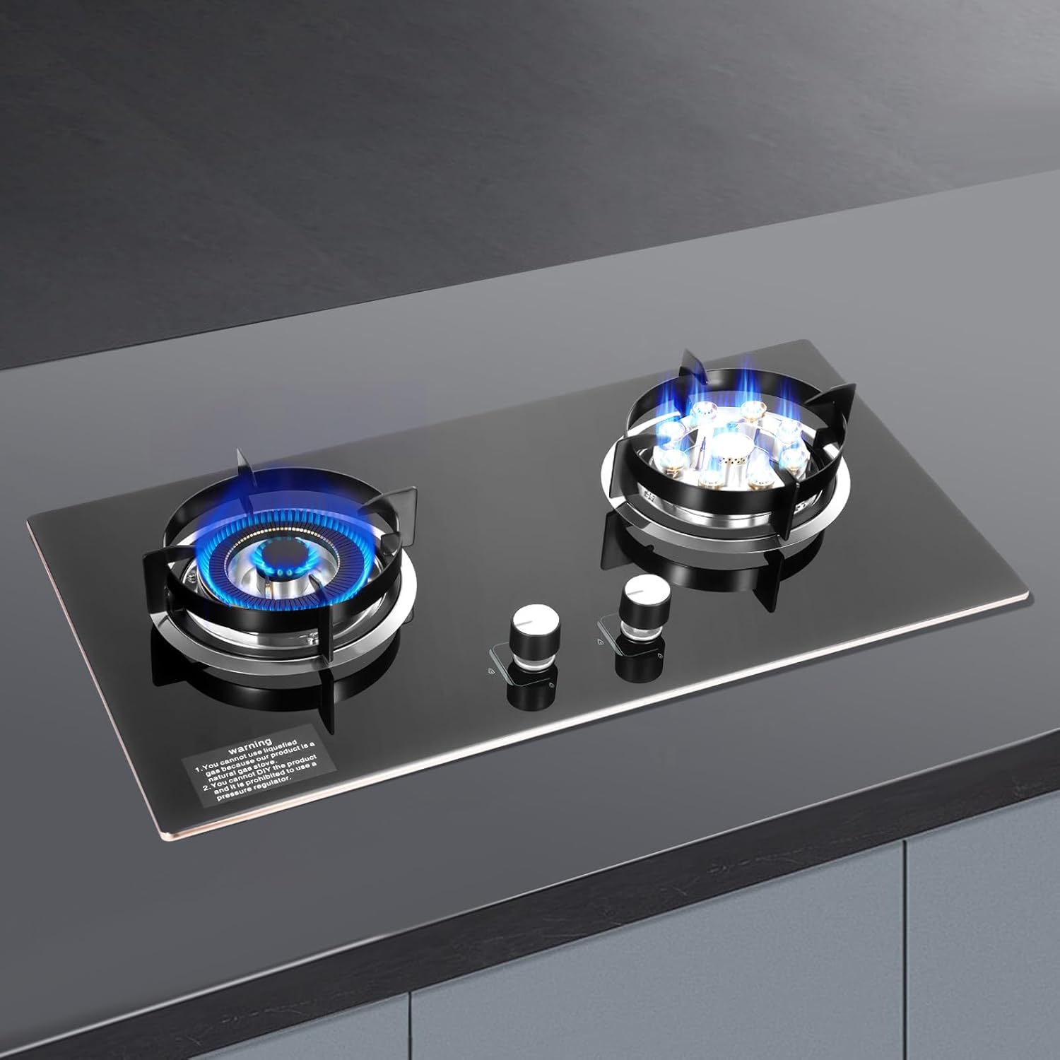 Propane Stove 2 Burner Gas Stove Auto Ignition,empered Glass Propane Burner,for Backyard Kitchen, Camping Grill, Hiking Cooking, Outdoor Recreation