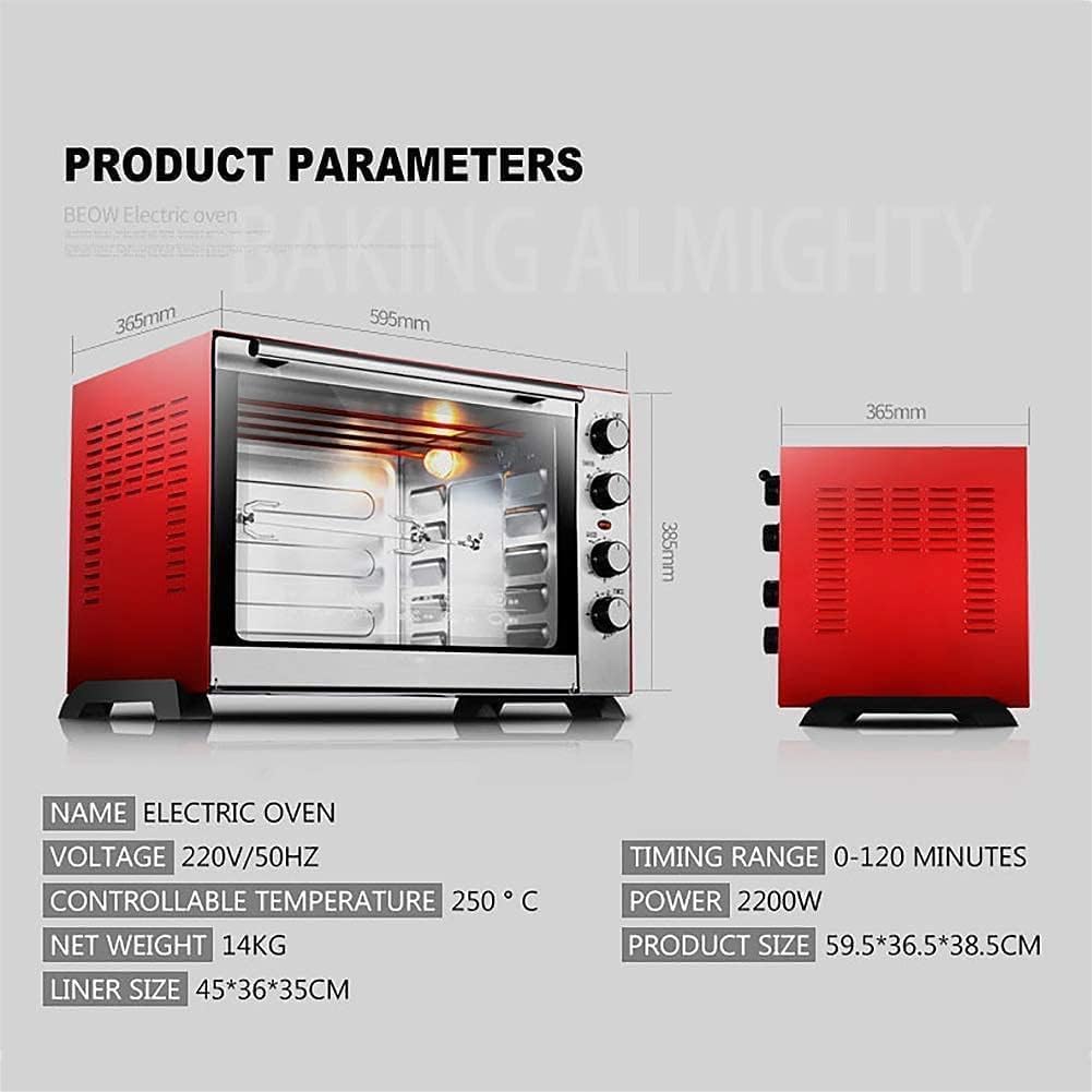 oven mini oven air fryer oven 60L Mini Oven Convection Electric Oven with Baking Tray, Wire Rack and Rotating Skewer (100-250°C), with Multiple Cooking Functions & Grill, Metal/Glass Toaster Oven Ai